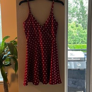 Red and white pokadot summer dress .has been worn once. Has adjustable straps